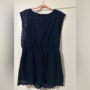 Navy lace romper- NWT size L